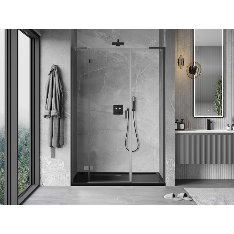 Mexen Mist-H L drzwi prysznicowe uchylne lewe 145 cm, transparent, gun metal - 8A5L-145-001-95-00-L