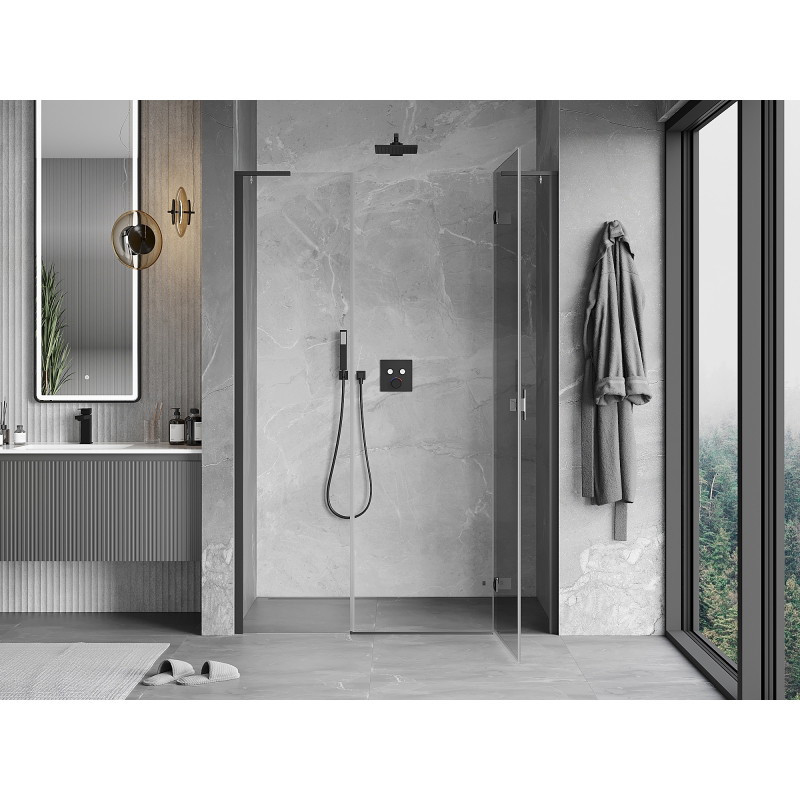 Mexen Mist-H L drzwi prysznicowe uchylne prawe 125 cm, transparent, gun metal - 8A5L-125-001-95-00-P