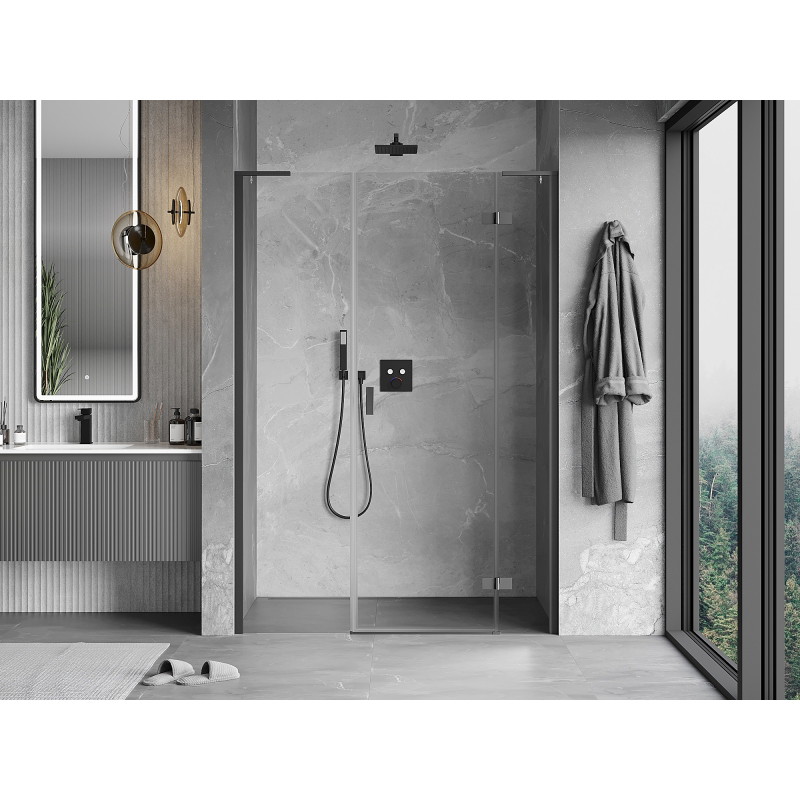 Mexen Mist-H L drzwi prysznicowe uchylne prawe 125 cm, transparent, gun metal - 8A5L-125-001-95-00-P