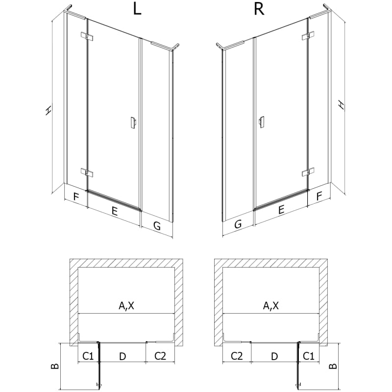 Mexen Mist-H L drzwi prysznicowe uchylne lewe 150 cm, transparent, nikiel szczotkowany - 8A5L-150-001-97-00-L