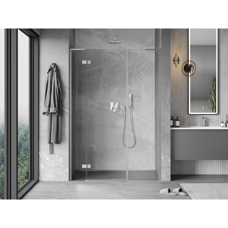 Mexen Mist-H L drzwi prysznicowe uchylne lewe 150 cm, transparent, nikiel szczotkowany - 8A5L-150-001-97-00-L