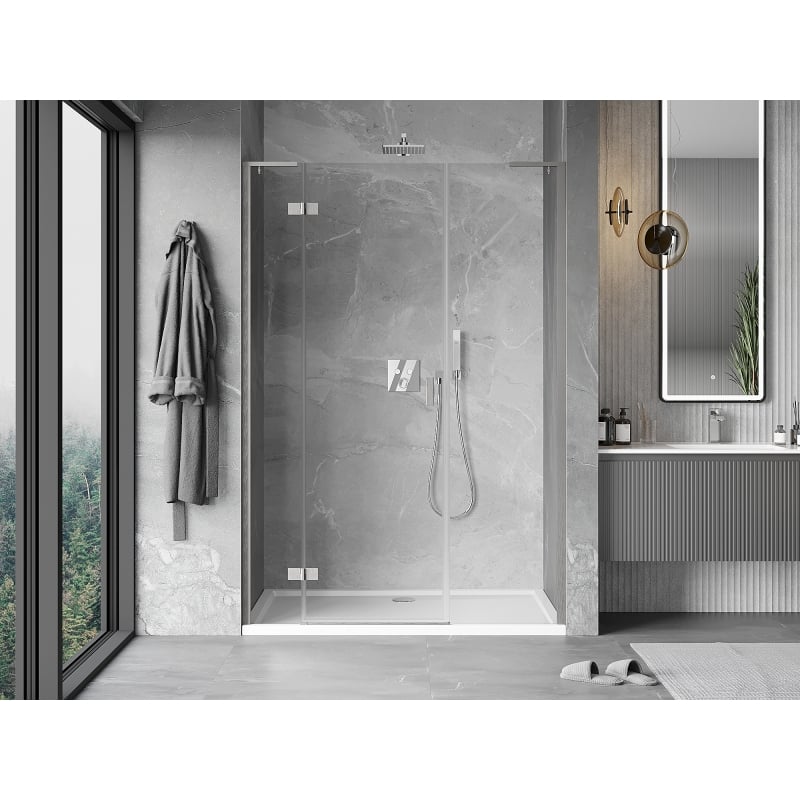 Mexen Mist-H L drzwi prysznicowe uchylne lewe 150 cm, transparent, nikiel szczotkowany - 8A5L-150-001-97-00-L