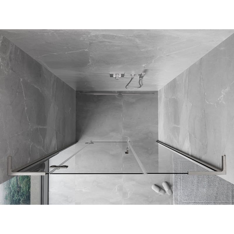 Mexen Mist-H L drzwi prysznicowe uchylne lewe 150 cm, transparent, nikiel szczotkowany - 8A5L-150-001-97-00-L