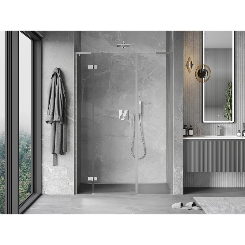 Mexen Mist-H L drzwi prysznicowe uchylne lewe 155 cm, transparent, nikiel szczotkowany - 8A5L-155-001-97-00-L