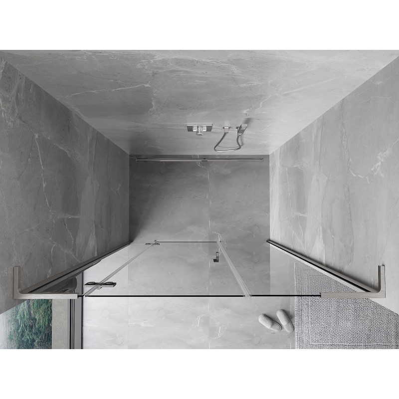 Mexen Mist-H L drzwi prysznicowe uchylne lewe 155 cm, transparent, nikiel szczotkowany - 8A5L-155-001-97-00-L