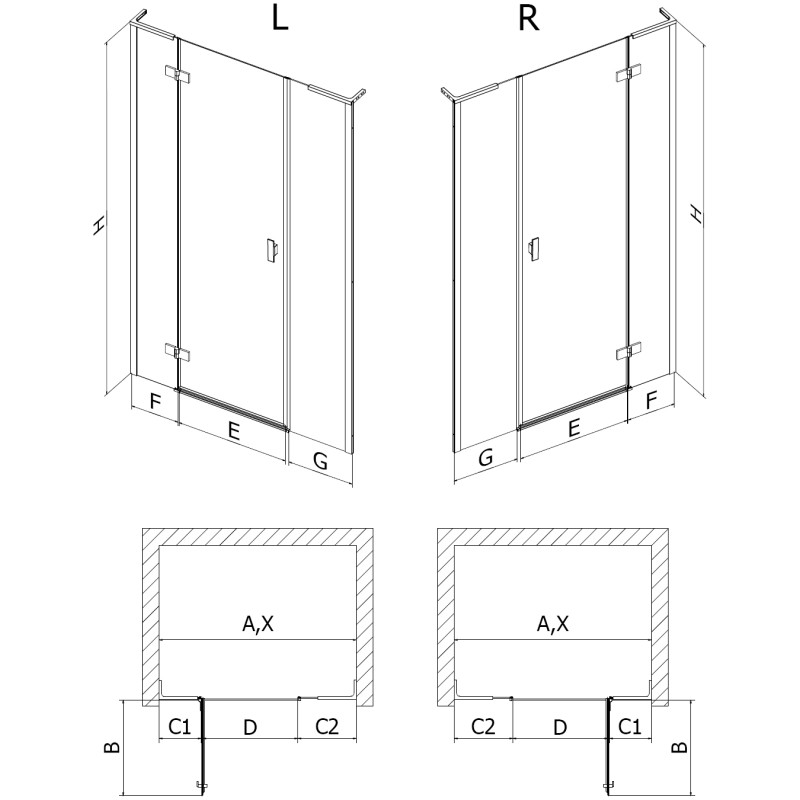 Mexen Mist-H L drzwi prysznicowe uchylne prawe 145 cm, transparent, nikiel szczotkowany - 8A5L-145-001-97-00-P