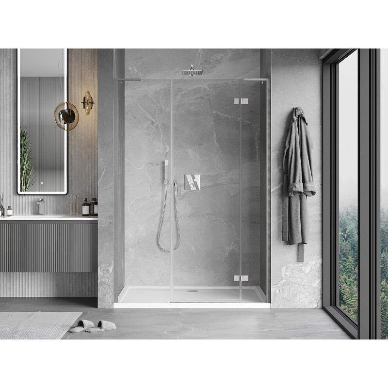 Mexen Mist-H L drzwi prysznicowe uchylne prawe 145 cm, transparent, nikiel szczotkowany - 8A5L-145-001-97-00-P