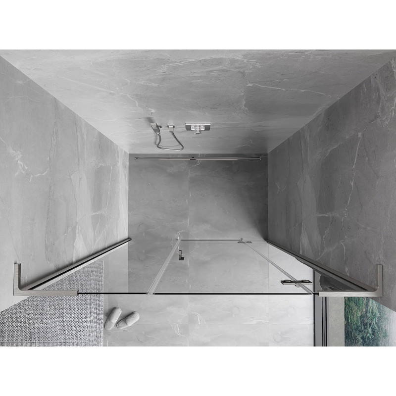 Mexen Mist-H L drzwi prysznicowe uchylne prawe 150 cm, transparent, nikiel szczotkowany - 8A5L-150-001-97-00-P