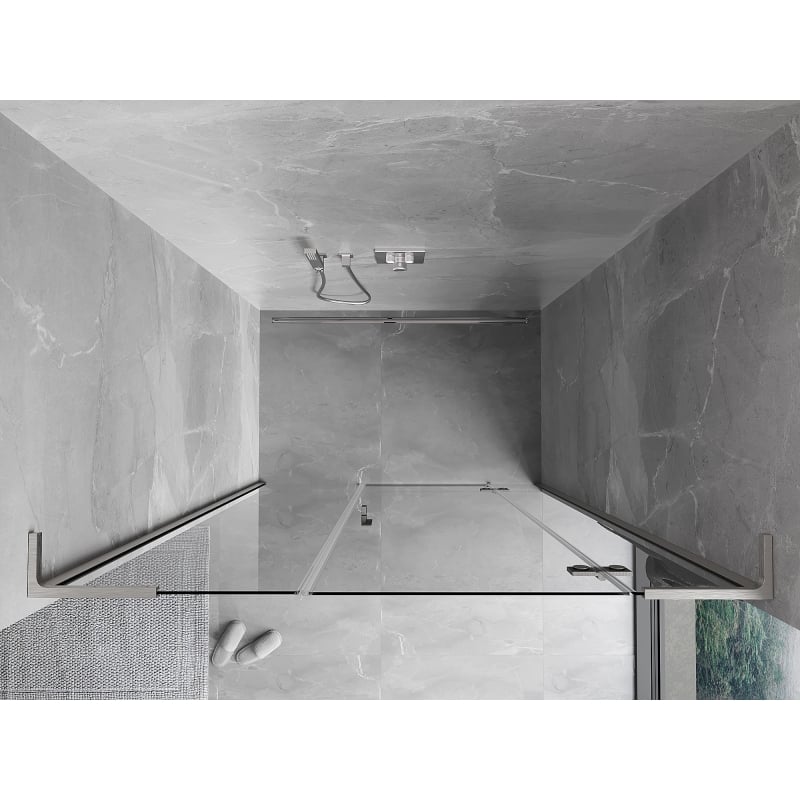 Mexen Mist-H L drzwi prysznicowe uchylne prawe 150 cm, transparent, nikiel szczotkowany - 8A5L-150-001-97-00-P