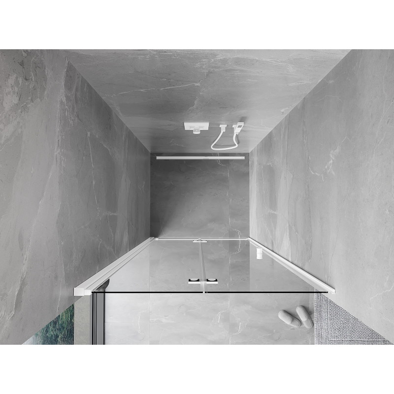Mexen Mist-F drzwi prysznicowe składane lewe 75 cm, transparent, białe - 8A6-075-000-20-00-L