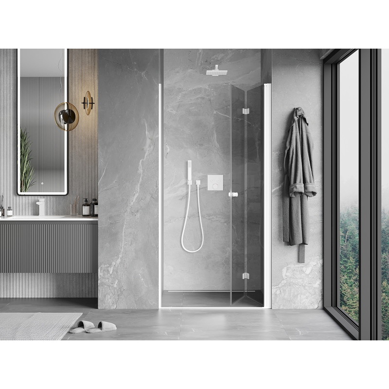 Mexen Mist-F drzwi prysznicowe składane prawe 60 cm, transparent, białe - 8A6-060-000-20-00-P