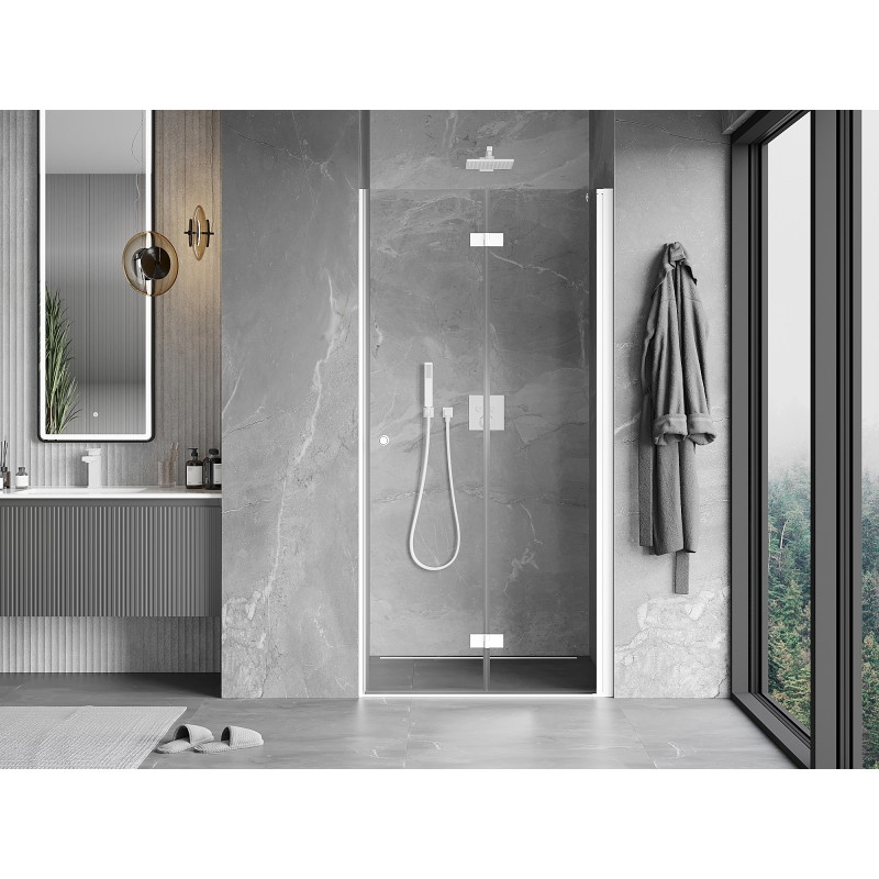 Mexen Mist-F drzwi prysznicowe składane prawe 110 cm, transparent, białe - 8A6-110-000-20-00-P