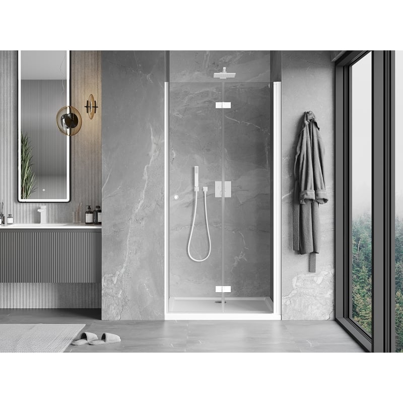 Mexen Mist-F drzwi prysznicowe składane prawe 115 cm, transparent, białe - 8A6-115-000-20-00-P