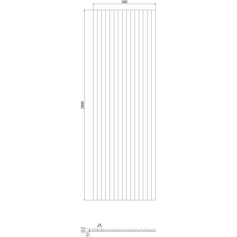 Mexen Ovalo 01 lamele ścienne ryflowane elastyczne 280 x 36 cm, fornir techniczny, Jasny Orzech - S130-280-01-047