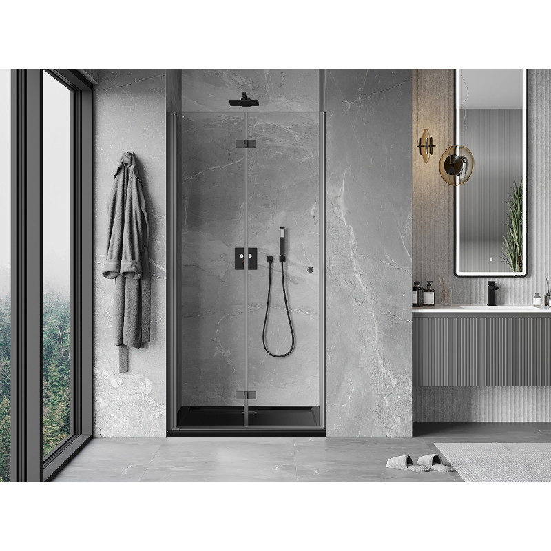Mexen Mist-F drzwi prysznicowe składane lewe 85 cm, transparent, gun metal - 8A6-085-000-95-00-L