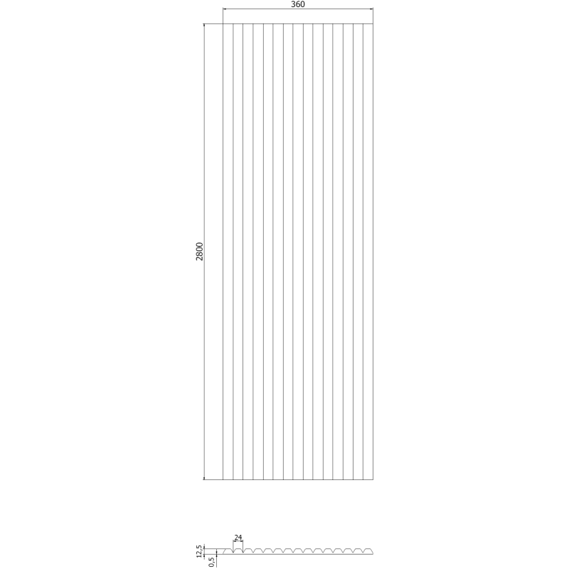 Mexen Ovalo 02 lamele ścienne ryflowane elastyczne 280 x 36 cm, fornir techniczny, Czarny Dąb - S130-280-02-046