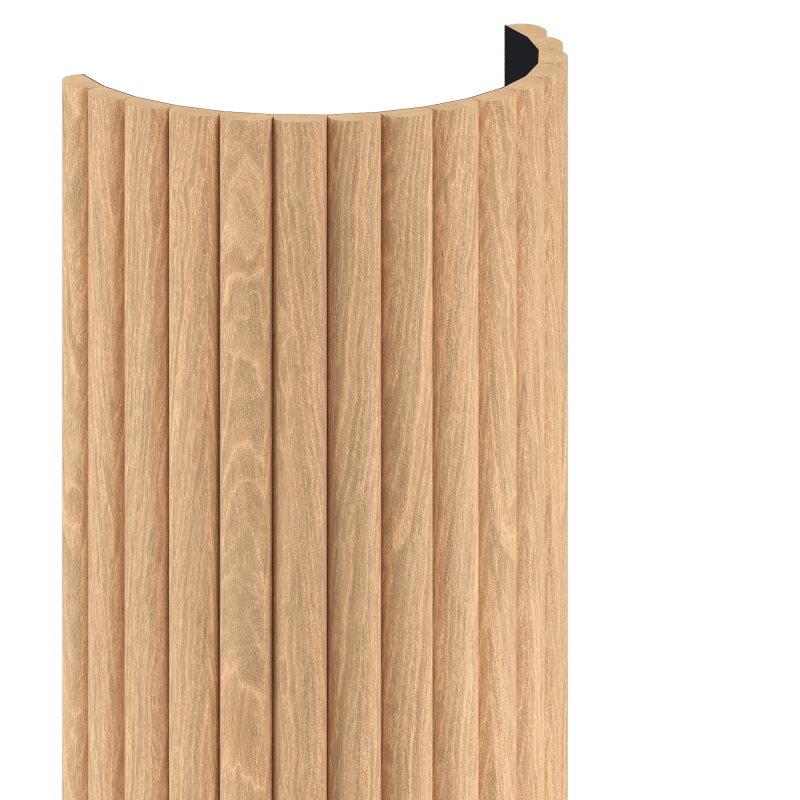 Mexen Ovalo 03 lamele ścienne ryflowane elastyczne 280 x 36 cm, fornir techniczny, Bielony Dąb - S130-280-03-040