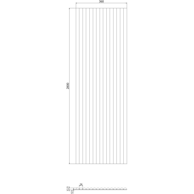 Mexen Ovalo 03 lamele ścienne ryflowane elastyczne 280 x 36 cm, fornir techniczny, Dąb Bielony - S130-280-03-040