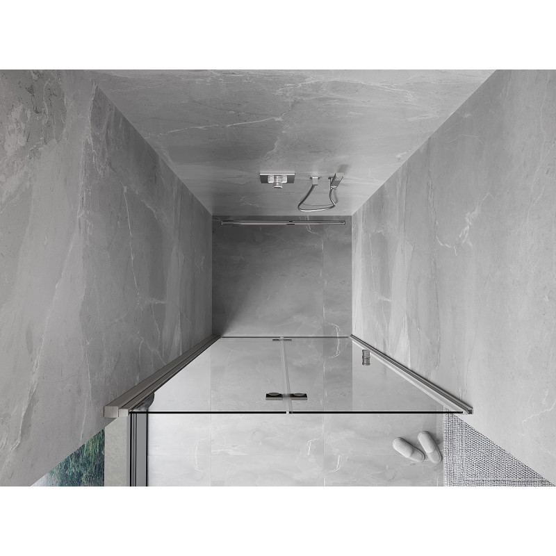 Mexen Mist-F drzwi prysznicowe składane lewe 75 cm, transparent, nikiel szczotkowany - 8A6-075-000-97-00-L