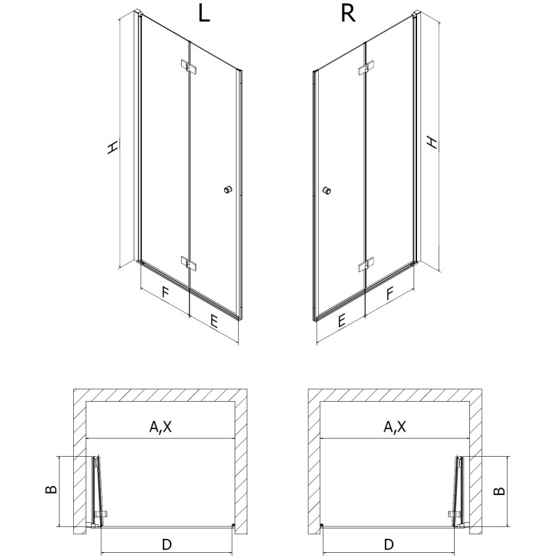 Mexen Mist-F drzwi prysznicowe składane prawe 115 cm, transparent, nikiel szczotkowany - 8A6-115-000-97-00-P