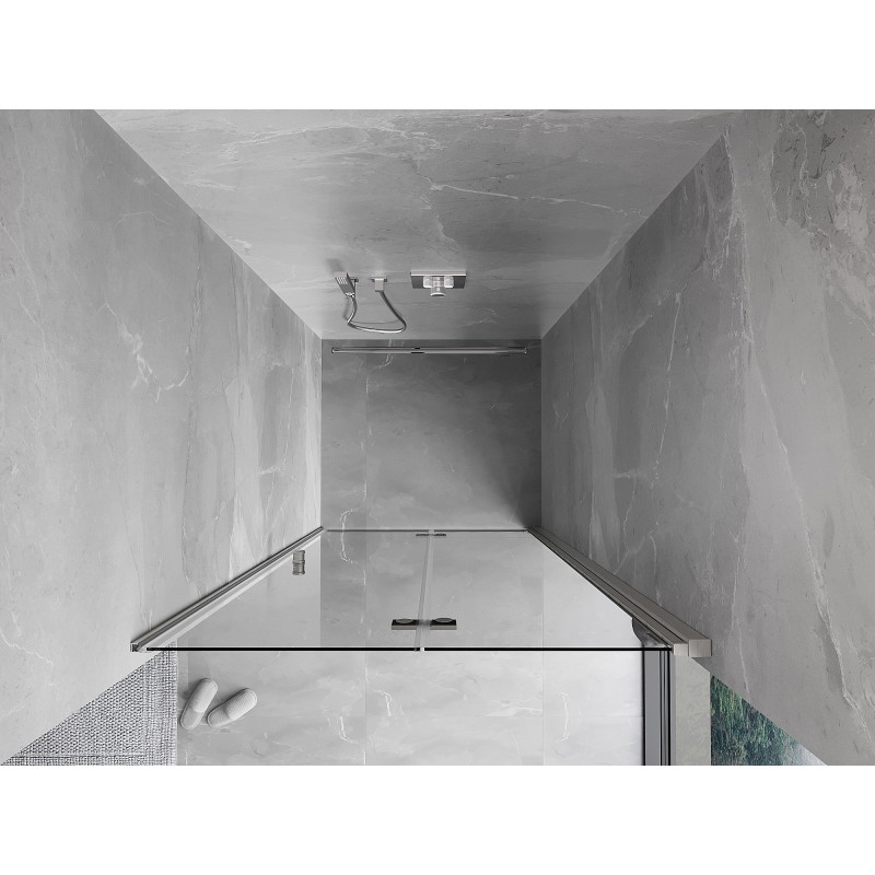 Mexen Mist-F drzwi prysznicowe składane prawe 115 cm, transparent, nikiel szczotkowany - 8A6-115-000-97-00-P