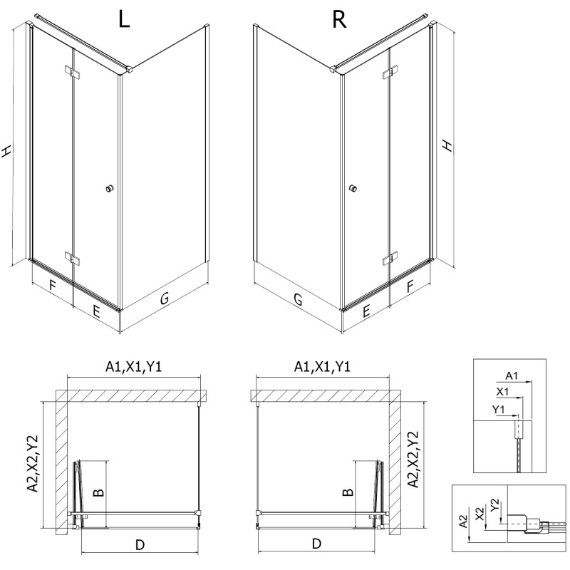 Mexen Mist-F kabina prysznicowa składana lewa 85 x 95 cm, transparent, biała - 8A6T-085-095-20-00-L