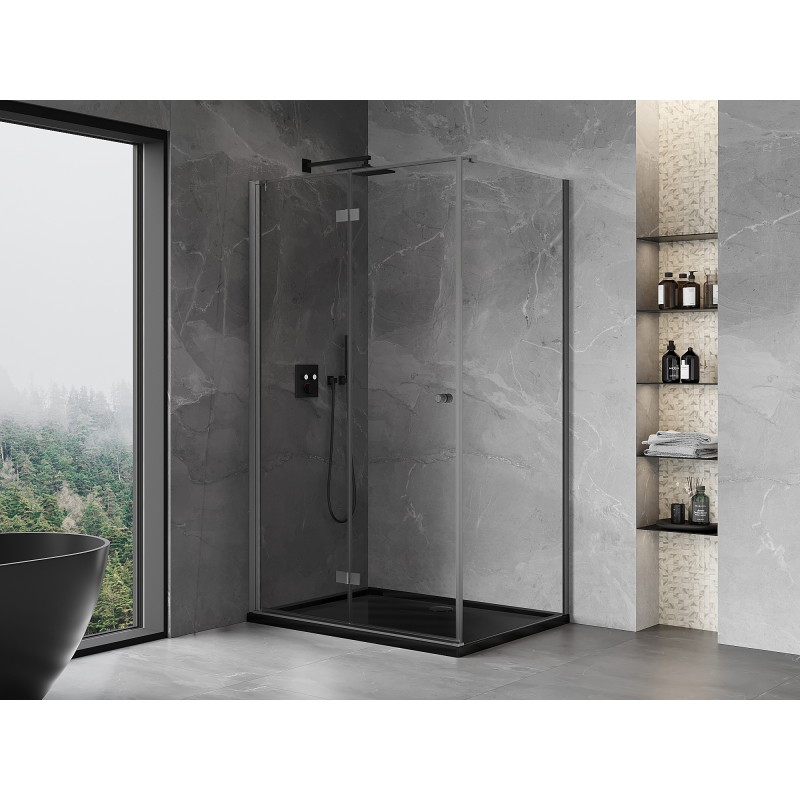Mexen Mist-F kabina prysznicowa składana lewa 75 x 85 cm, transparent, gun gray szczotkowany - 8A6T-075-085-66-00-L