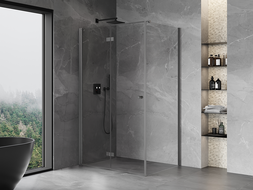 Mexen Mist-F kabina prysznicowa składana lewa 80 x 95 cm, transparent, gun gray szczotkowany - 8A6T-080-095-66-00-L