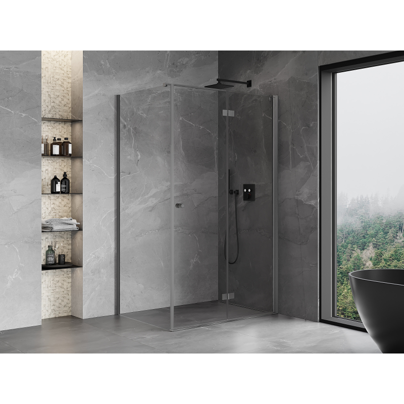 Mexen Mist-F kabina prysznicowa składana prawa 80 x 85 cm, transparent, gun gray szczotkowany - 8A6T-080-085-66-00-P