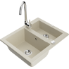 Mexen Carlos zlewozmywak granitowy 1,5-komorowy z baterią kuchenną Telma, beżowy - 6518-69-670200-00