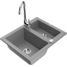 Mexen Carlos zlewozmywak granitowy 1,5-komorowy z baterią kuchenną Telma, szary - 6518-71-670200-00
