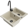 Mexen Carlos zlewozmywak granitowy 1,5-komorowy z baterią kuchenną Telma, beżowy - 6518-69-670200-70
