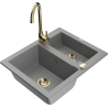 Mexen Carlos zlewozmywak granitowy 1,5-komorowy z baterią kuchenną Telma, szary - 6518-71-670200-50