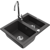 Mexen Carlos zlewozmywak granitowy 1,5-komorowy z baterią kuchenną Telma, czarny nakrapiany - 6518-76-670200-00