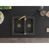 Mexen Carlos zlewozmywak granitowy 1,5-komorowy z baterią kuchenną Telma, czarny nakrapiany - 6518-76-670200-50