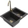 Mexen Carlos zlewozmywak granitowy 1,5-komorowy z baterią kuchenną Telma, czarny nakrapiany - 6518-76-670200-50