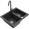 Mexen Carlos zlewozmywak granitowy 1,5-komorowy z baterią kuchenną Telma, czarny nakrapiany - 6518-76-670200-76