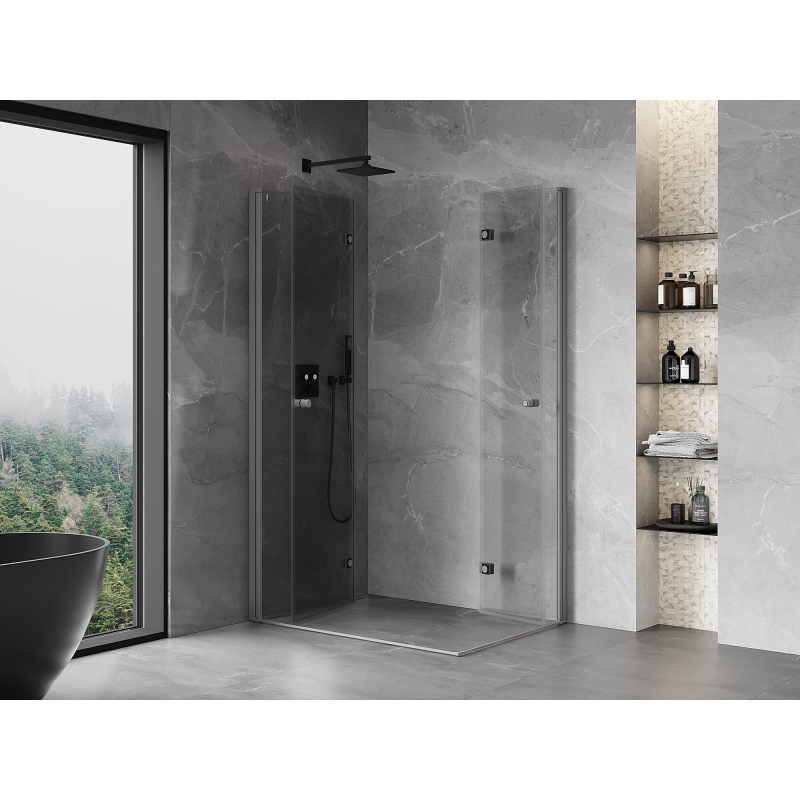 Mexen Mist-F Duo kabina prysznicowa składana lewa 95 x 90 cm, transparent, gun metal - 8A6-095L-090P-95-00