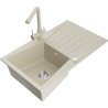 Mexen Cesar zlewozmywak granitowy 1-komorowy z ociekaczem i baterią kuchenną Duero, beżowy - 6514-69-671600-69