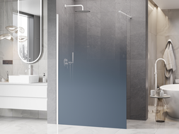 Mexen Kioto ścianka prysznicowa Walk-in 130 x 200 cm, ombre niebieska 8 mm, biała - 800-130-101-20-46