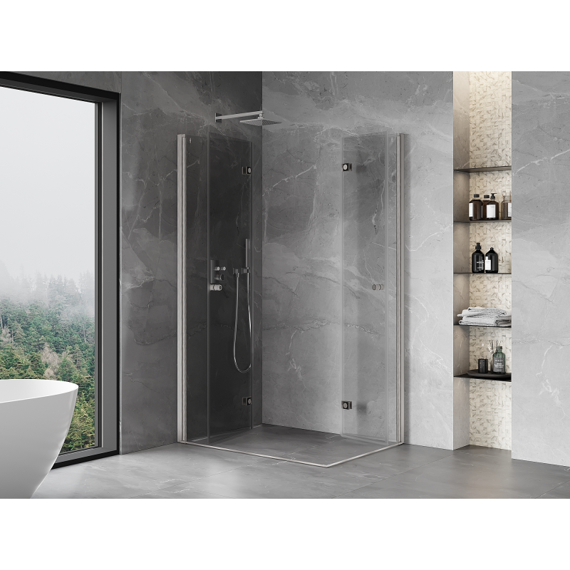 Mexen Mist-F Duo kabina prysznicowa składana lewa 110 x 105 cm, transparent, nikiel szczotkowany - 8A6-110L-105P-97-00