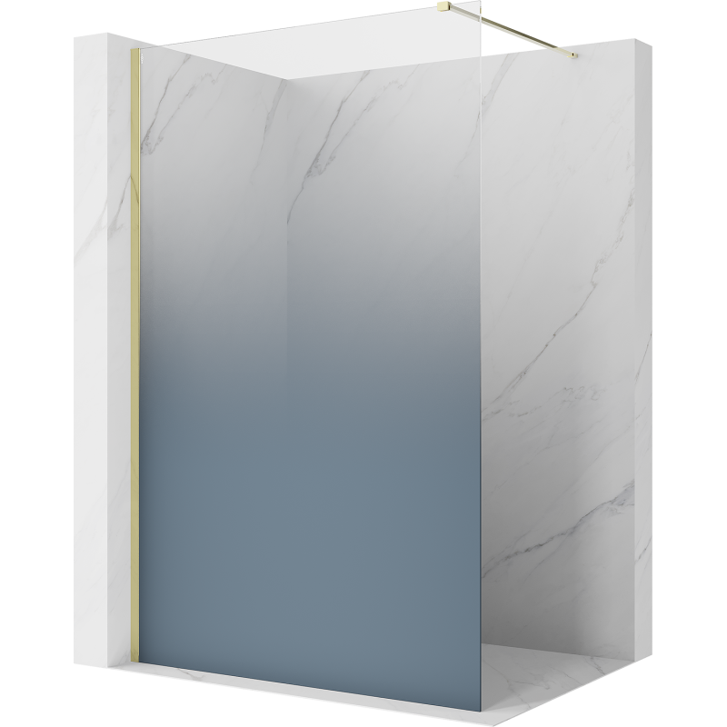 Mexen Kioto ścianka prysznicowa Walk-in 100 x 200 cm, ombre niebieska 8 mm, złota - 800-100-101-50-46