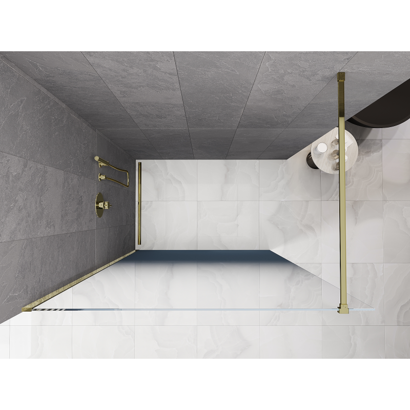 Mexen Kioto ścianka prysznicowa Walk-in 110 x 200 cm, ombre niebieska 8 mm, złota - 800-110-101-50-46
