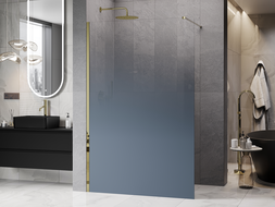 Mexen Kioto ścianka prysznicowa Walk-in 90 x 200 cm, ombre niebieska 8 mm, złota - 800-090-101-50-46