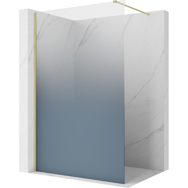 Mexen Kioto ścianka prysznicowa Walk-in 110 x 200 cm, ombre niebieska  8 mm, złota szczotkowana - 800-110-101-55-46