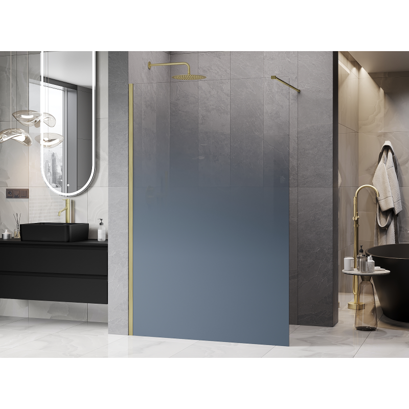 Mexen Kioto ścianka prysznicowa Walk-in 110 x 200 cm, ombre niebieska  8 mm, złota szczotkowana - 800-110-101-55-46