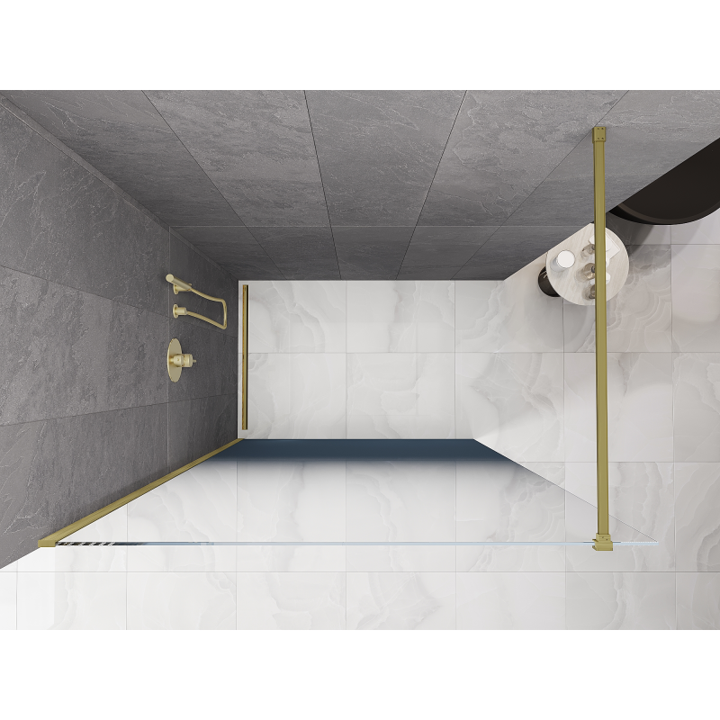 Mexen Kioto ścianka prysznicowa Walk-in 110 x 200 cm, ombre niebieska  8 mm, złota szczotkowana - 800-110-101-55-46