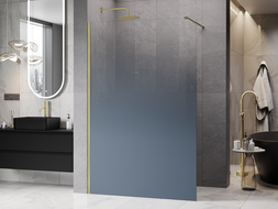 Mexen Kioto ścianka prysznicowa Walk-in 70 x 200 cm, ombre niebieska 8 mm, złota szczotkowana - 800-070-101-55-46