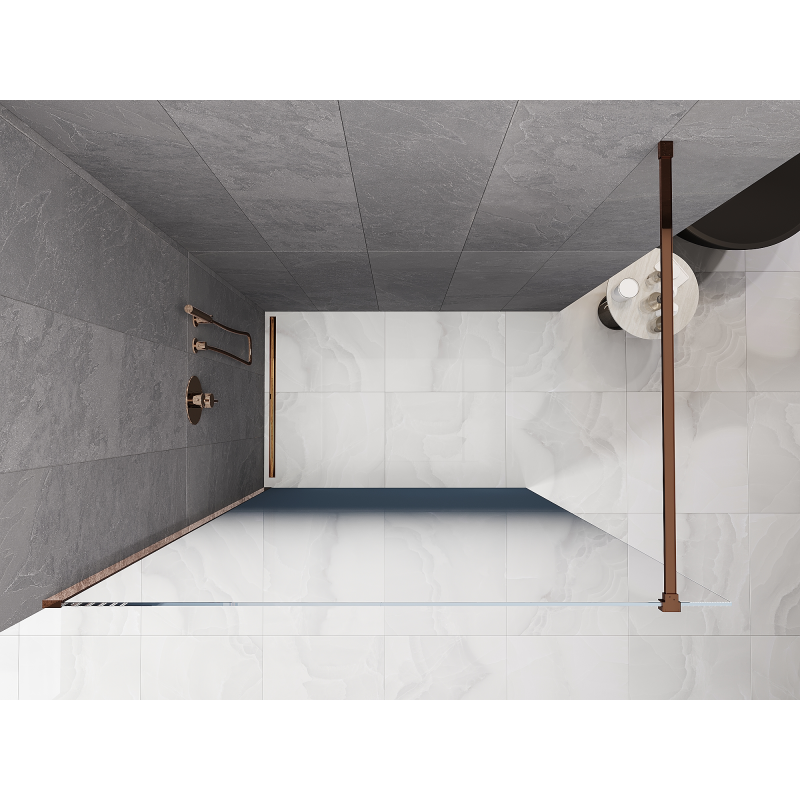 Mexen Kioto ścianka prysznicowa Walk-in 110 x 200 cm, ombre niebieska 8 mm, różowe złoto - 800-110-101-60-46