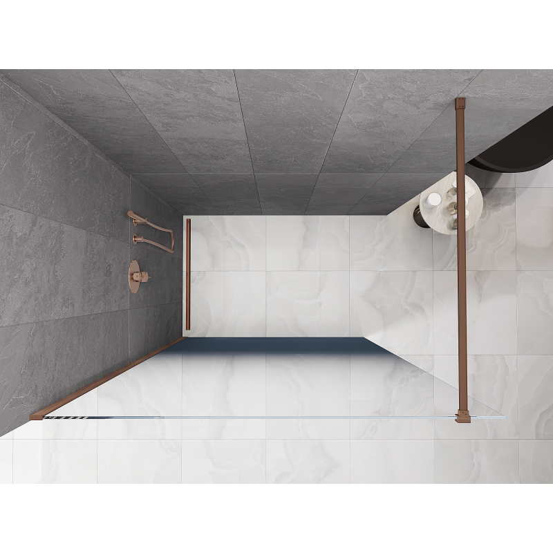 Mexen Kioto ścianka prysznicowa Walk-in 120 x 200 cm, ombre niebieska 8 mm, miedź szczotkowana - 800-120-101-65-46